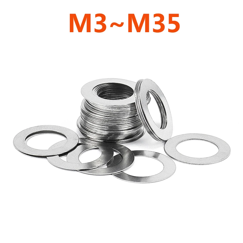 

Ультратонкая плоская шайба из нержавеющей стали 304, регулирующая плоская прокладка толстой ультратонкой шайбы Din988 M2 ~ M40, 10 шт., 0,1, 0,2, 0,3, 0,5 мм