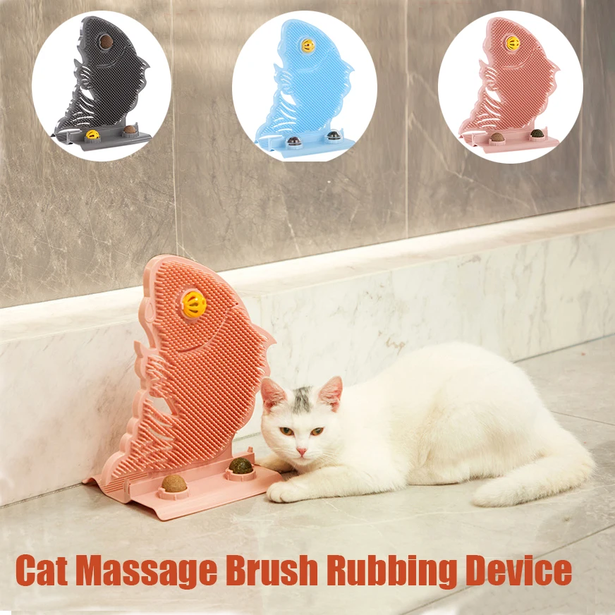 

Cat Itching Brush Massage Cat Self Massage Brush Grooming Toy with Catnip Wall Corner Cat Self Groomer Shed Hair Removal Comb