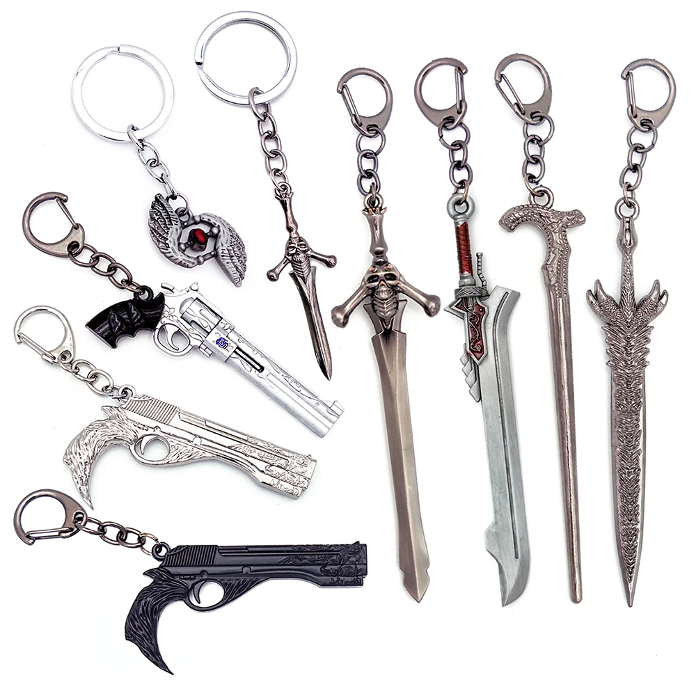 Фото DMC Devil Dante Sword Rebellion Awakening Брелок для игр Периферийные устройства May Nero Red Queen Revolver Ebony & White Ivory Cry Брелок №1