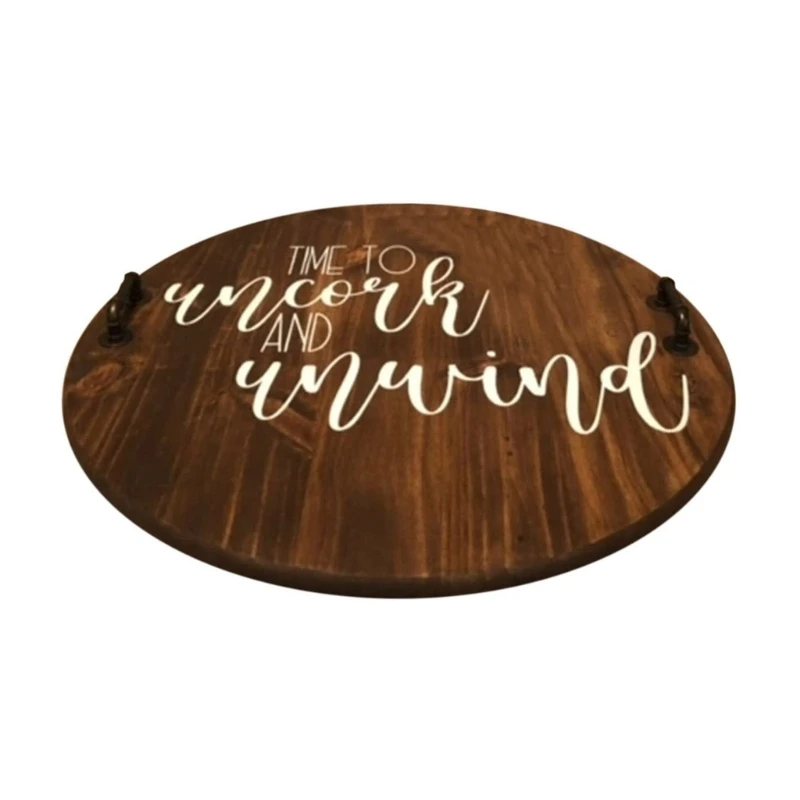 

Wood Round Tray Circle Serving Tray with Handles Decorative Coffee Tray