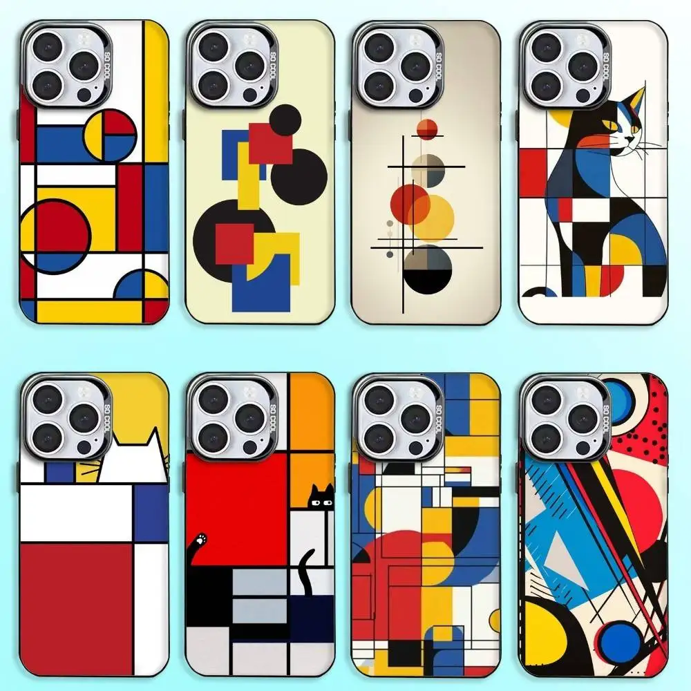Фото Чехол для телефона Abstract P-Piet Mondrian для iPhone 17,16,15,14,13,12,11 Plus, Pro Max Black Candy, матовый противоударный чехол №1