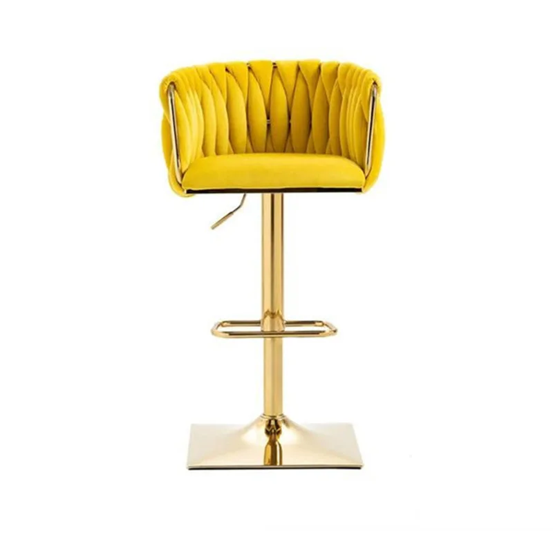 

Back High Minimalist Bar Chair Yallow Designer Lift Nordic Dining Chair Velvet Swivel Adjustable Sgabelli Bar Furniture Chair