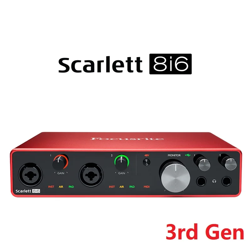 

Focusrite Scarlett 8i6 3rd Gen USB Updated Sound Card Recording 8 In 6 Out External Arranger Electric Guitar Audio Interface
