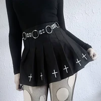 gothic high waist mini skirts e girl sexy punk cross print pleated skrit women black white basic vintage chic short skirts y2k