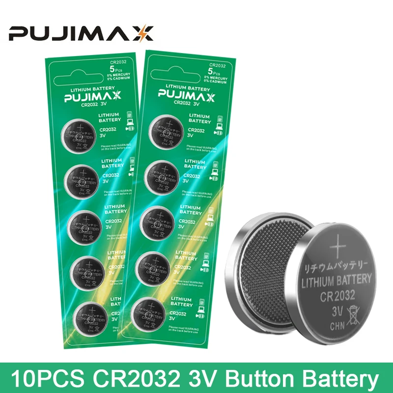 

Аккумулятор для часов PHOMAX CR2032 3 в, литиевая батарея с кнопкой для измерения уровня сахара в крови, электронный календарь, калькулятор, 10 шт.