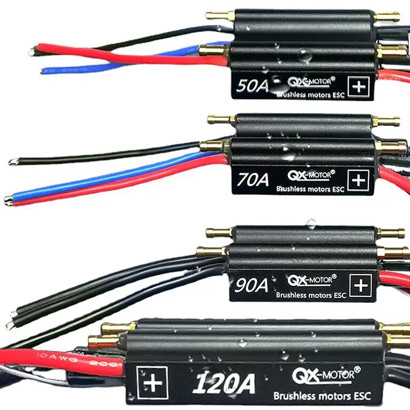 

50A 70A 90A 120A QX-Motor Waterproof Brushless ESC 2-6S Speed Controller for RC Boat Ship with BEC 5.5V/5A Water Cooling Syste