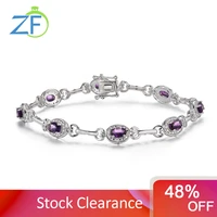 gz zongfa real 925 sterling silver tennis bracelet for women natural amethyst gemstone 3 5 carats crystal bracelets fine jewelry