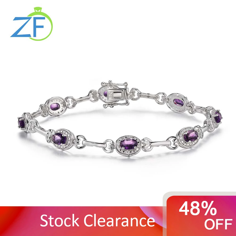 Женский браслет из серебра 925 пробы с драгоценными камнями |