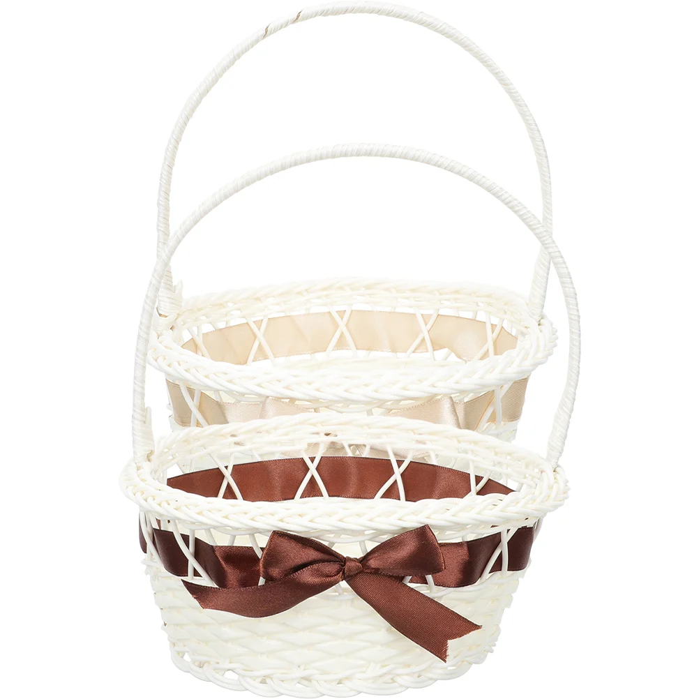 

Flower Basket Rustic Handle Girl Baskets Weddings Fruit Woven Favors Decoration