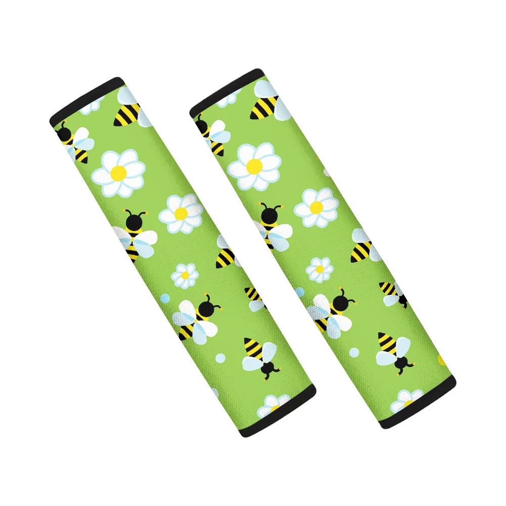 

Наплечные подушечки INSTANTARTS в комплекте, универсальные декоративные накладки на ремень безопасности с милыми пчелами и цветочным рисунком, для салона автомобиля, комфорт