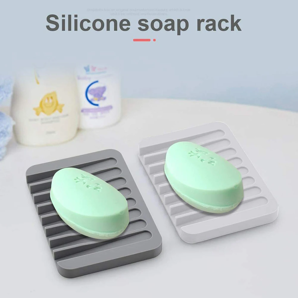 

Silicone Soap Rack Draining No Punching Space Saving Bathroom Non-slip Drain Silicone Soap Dish With Drain Bathroom