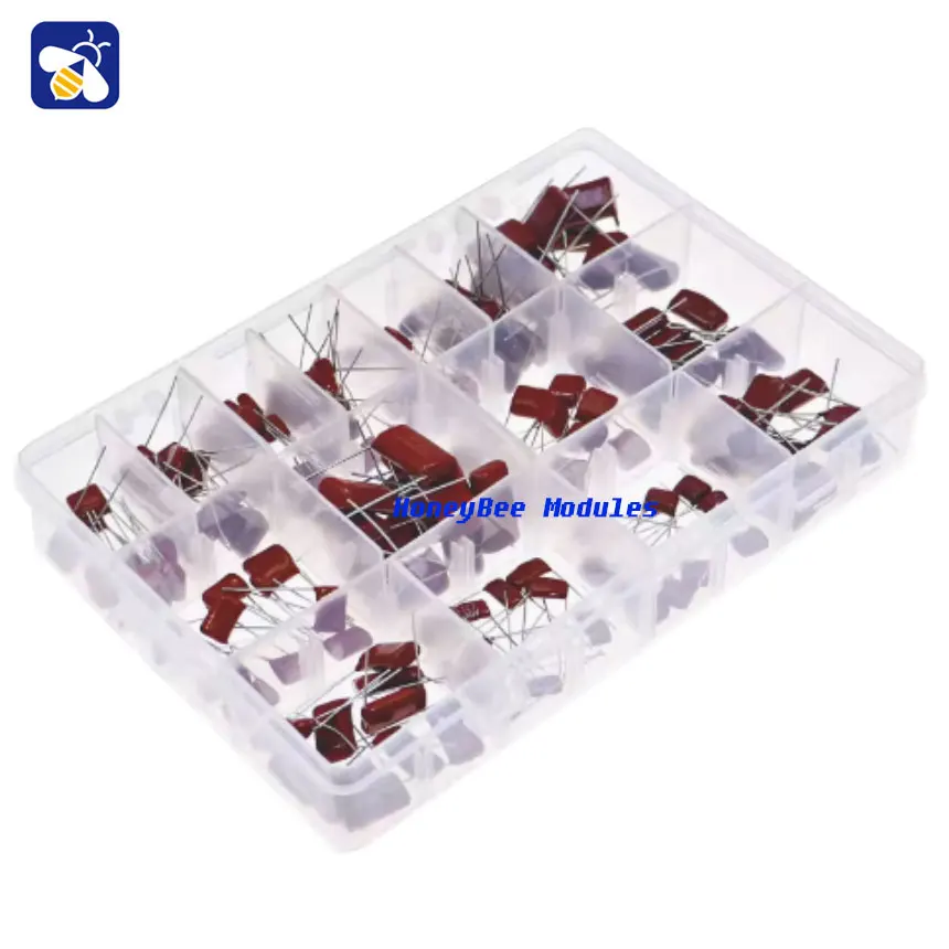 

150pcs 15 sizes 10nf-68nf 400v 630v non-polarised CBB metal film capacitor set
