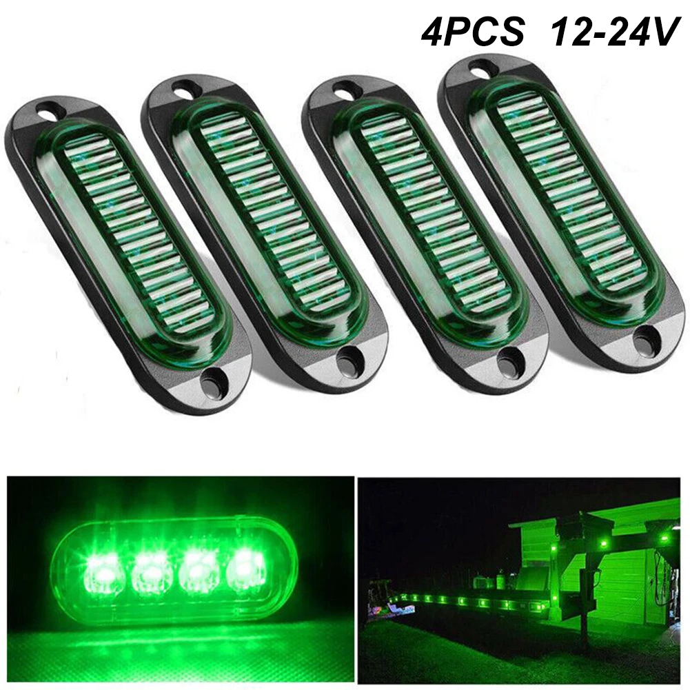 4pcs 12V 24V LED Side Marker Lights Tail Light Auto Car External Lights Trailer Truck Lorry Clearance Marker Light Lamp