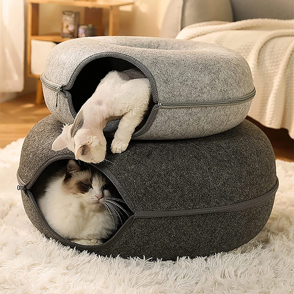 

Cats House Basket Natural Felt Pet Cat Cave Beds Nest Funny Round Egg-Type with Cushion Mat For Small Dogs Puppy Pets Supplies