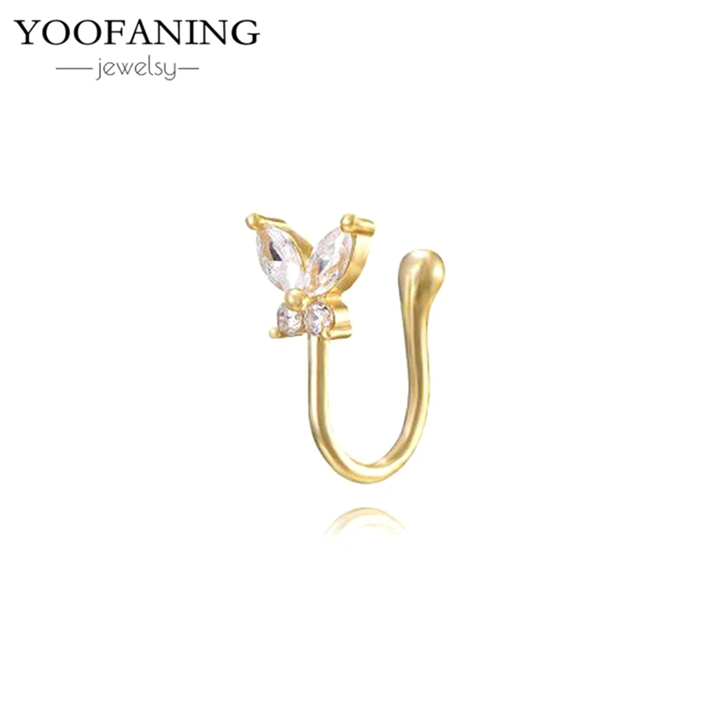 Фото Женские серьги YOOFANING с дизайном бабочки, 1 пара, простые золотые/серебряные серьги-клипсы, имитация пирсинга хряща, не модные украшения A35 №2