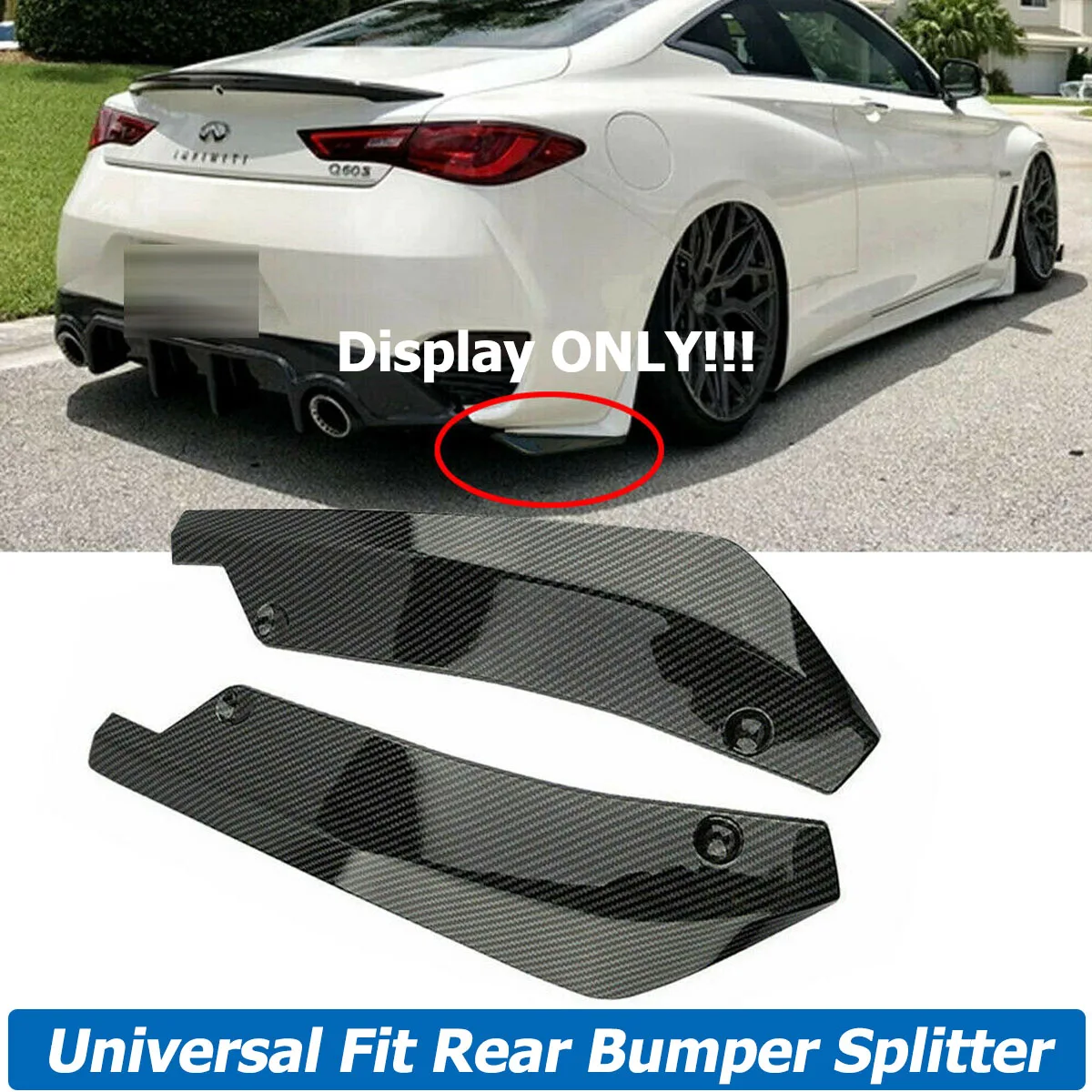 Rear Bumper Fin Canard Splitter For Infiniti G35 G37 Q50 Q60 2015-2020 Side Spoiler Diffuser Body Kit Valence Car Accessories