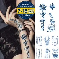 blue ink juice waterproof temporary tattoos sticker lotus sanskrit deer small tattoo body art fake tattoo men women long lasting