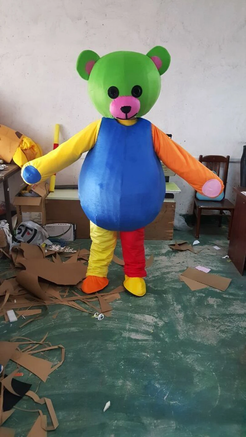 

Эва материал мультфильм красочный медведь талисман костюм мягкая марионетка представлений Одежда Хэллоуин Рождество Косплей платье парад костюмы