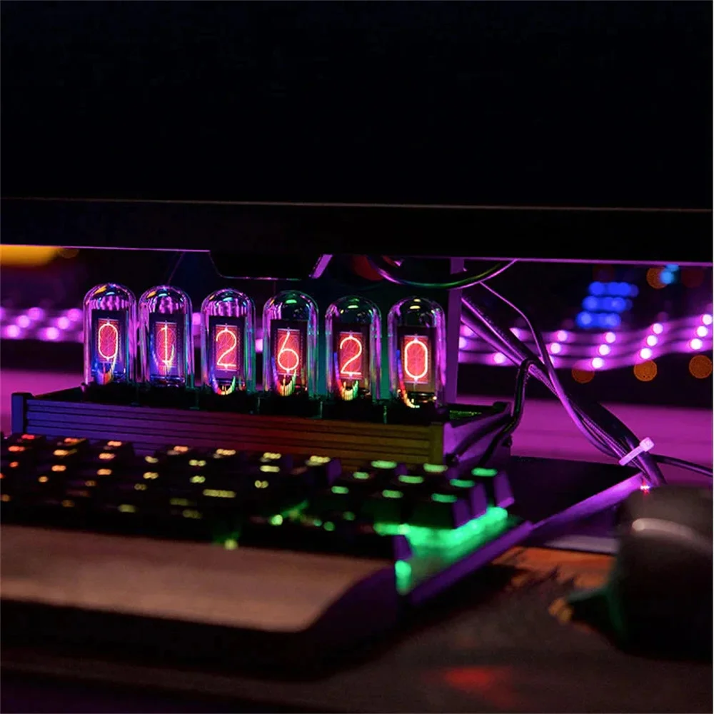 

Vintage Digital Clock Elekstube Desktop 6 IPS Display Screen Retro Glows Analog Nixie Tube Elekstube Clock Dropshipping