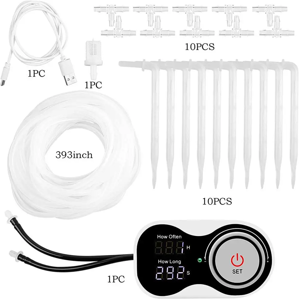 

Automatic Watering System 10m Tube Plant Self Watering System with Digital Programmable Timer, LED Display USB Power