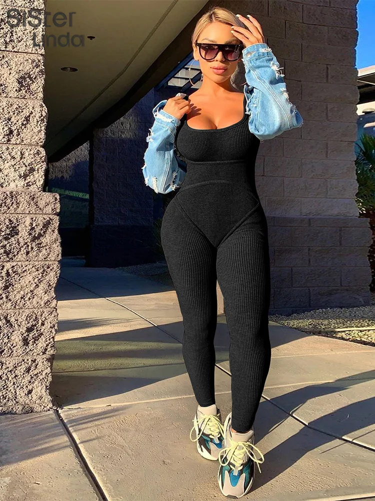 Женский спортивный комбинированный комбинезон Sisterlinda повседневная одежда для