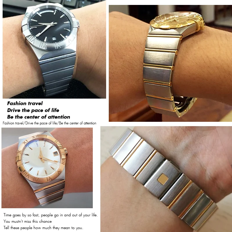 Ремешок для часов из нержавеющей стали 15 мм 17 18 23 25 Omega Constellation Double Eagle серебристый