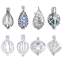 10pc mixed pearl cage locket pendants vintage aromatherapy mermaid essential oil diffuser necklace locket for diy jewelry