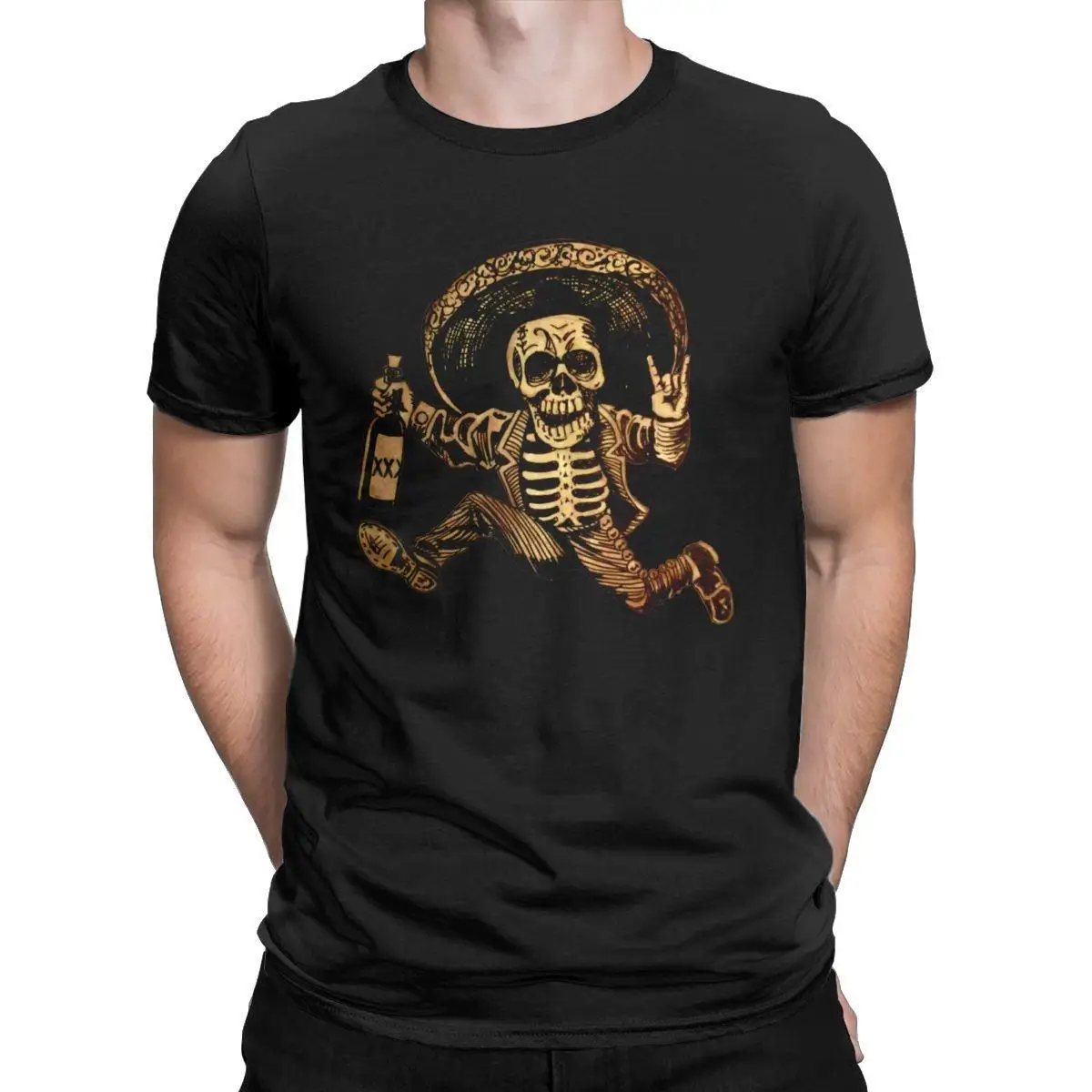 

Men Day Of The Dead Posada T Shirts Mexican Folk Art Sugar Skull 100% Cotton Clothing Short Sleeve Round Neck Tees T-Shirt