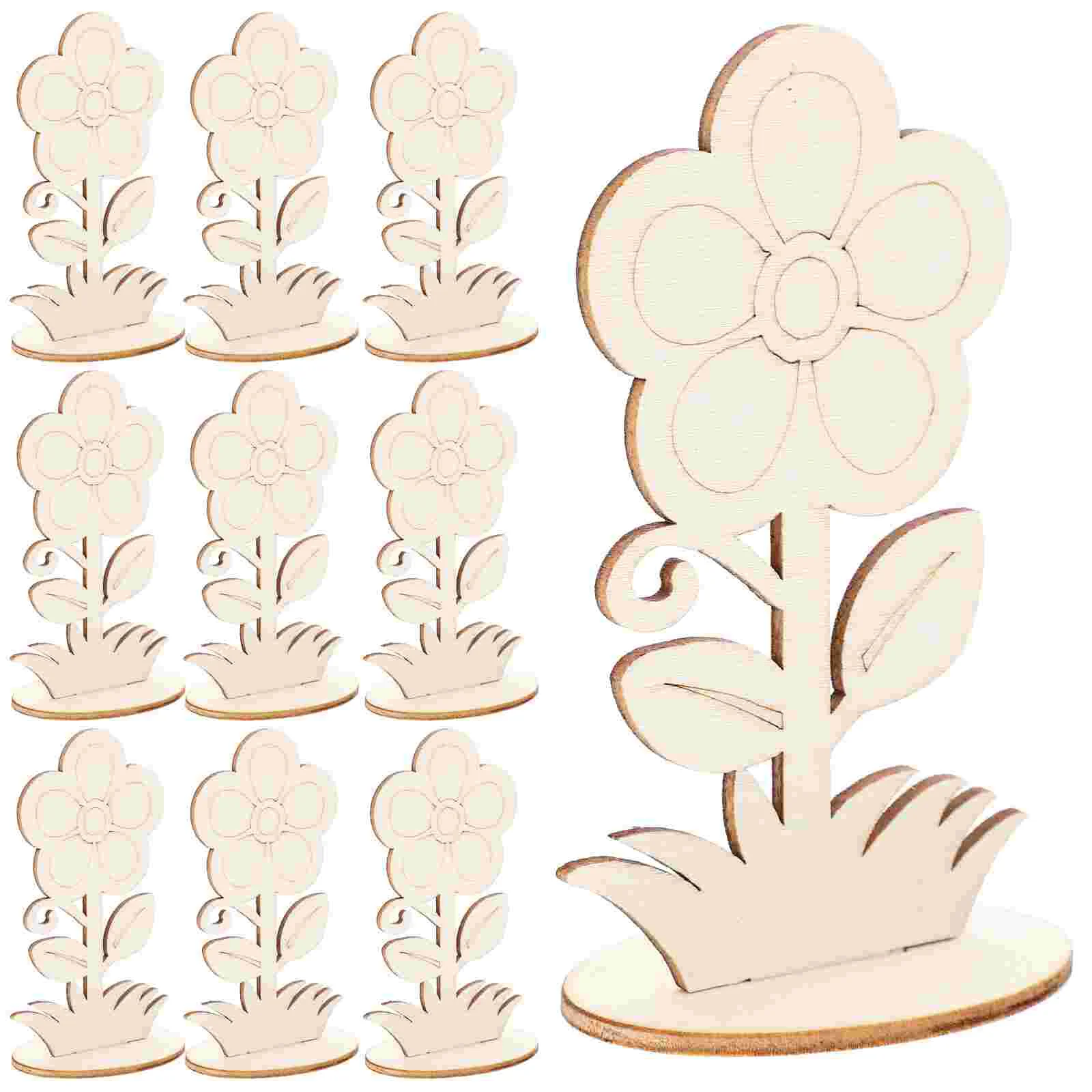 

12 Pcs Unfinished Flower Cutouts Wood Ornaments Your Own Crafts Wooden Flowers Child
