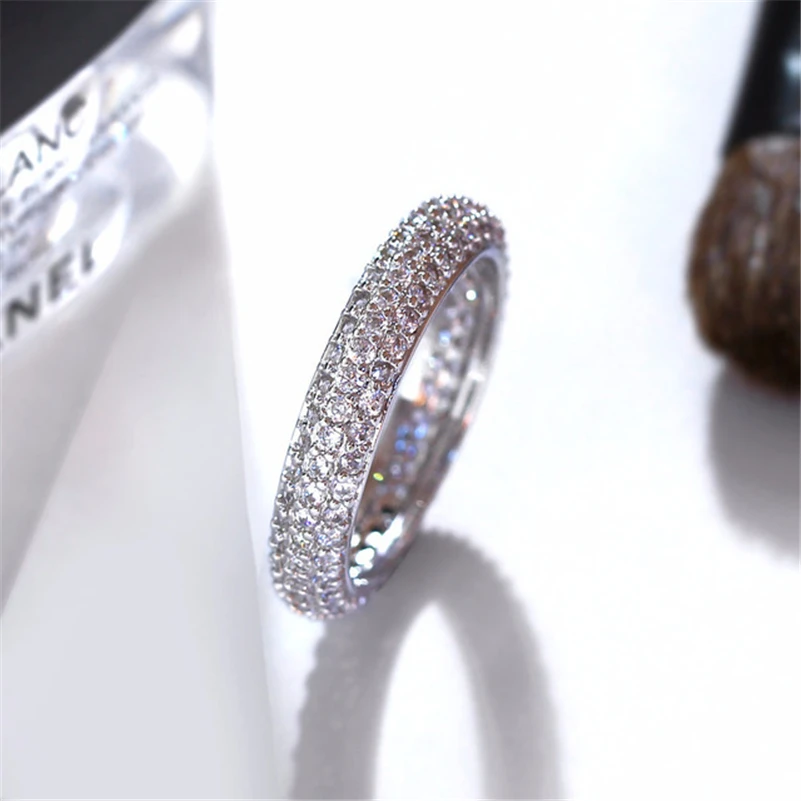

Natural Diamond Gemstone S925 Sterling Silver Ring for Women Round Silver 925 Jewelry De Wedding Bizuteria Bague Diamant Rings