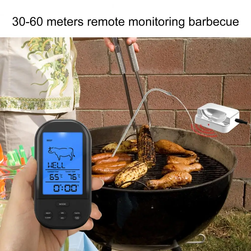 

Пищевой термометр с функцией будильника, термостойкий Высокоточный быстроизмерительный беспроводной термометр для гриля, кухонные принадлежности