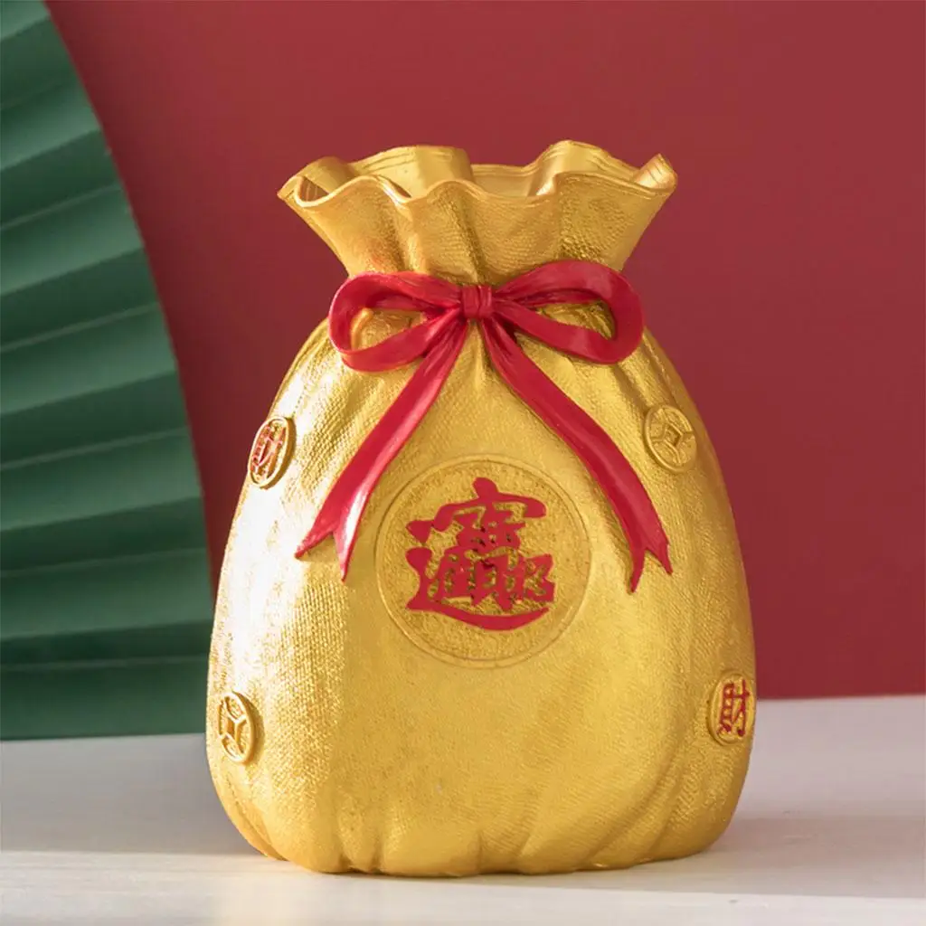 

Ваза с цветами, Золотая сумка на удачу, украшение для стола, искусственный акцент