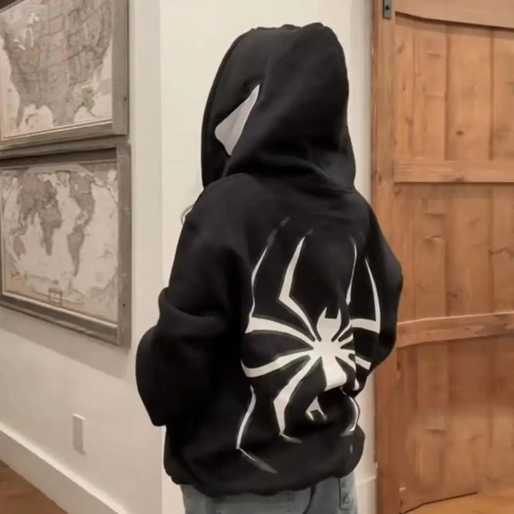 

Пальто унисекс с капюшоном и принтом паука, мягкий плюшевый костюм в стиле Хай-стрит-хоп на осень и зиму, костюм на Хэллоуин