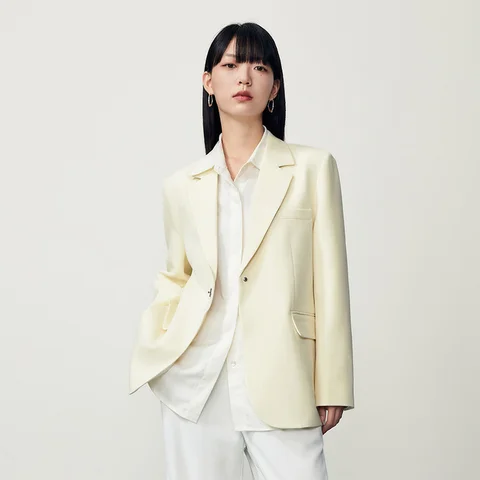 Куртка Semir Женская Осенняя однотонная, универсальный Модный повседневный костюм средней длины, свитер для женщин, 2023