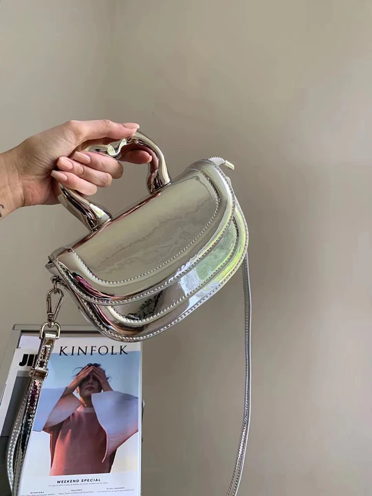 Luxury Designe Acrylic Handle Handheld Saddle Bag For Women's New Bag Premium Sense Cross-Body Small Bag Mobile Phone Bag