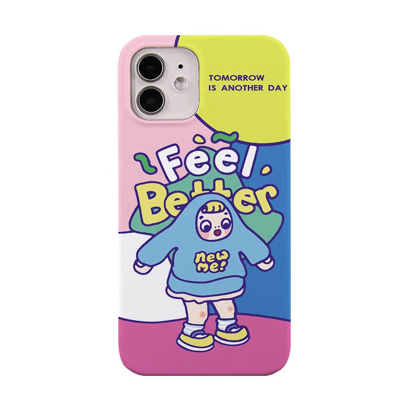 

Cartoon Painted Frosted Skin Feel Phone Case For Iphone 14 13 12 11 Pro Max Xr Xs X 7 8 Plus Se Full Wrap Pc Protective Cover