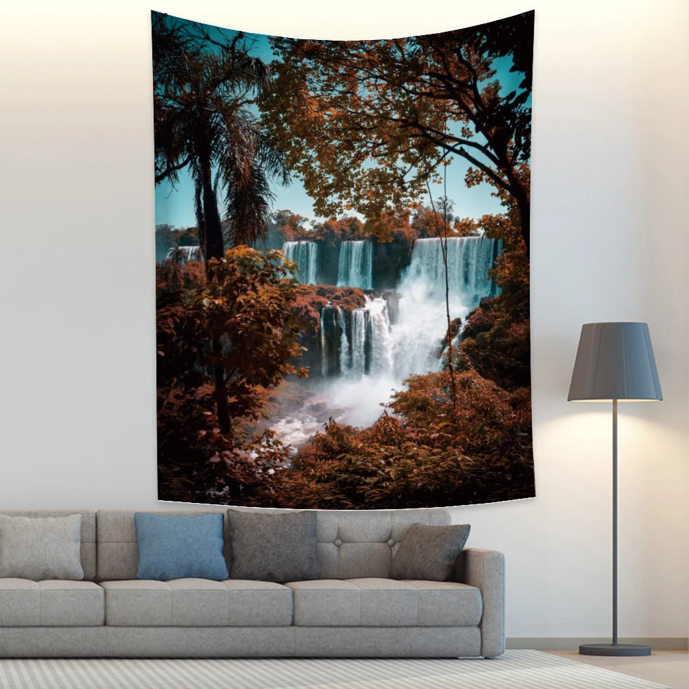 

Natural Waterfall Forest Tapestry Nature Landscape Art Wall Hanging Room Decor for Bedroom Home Aesthetics Decoration Background
