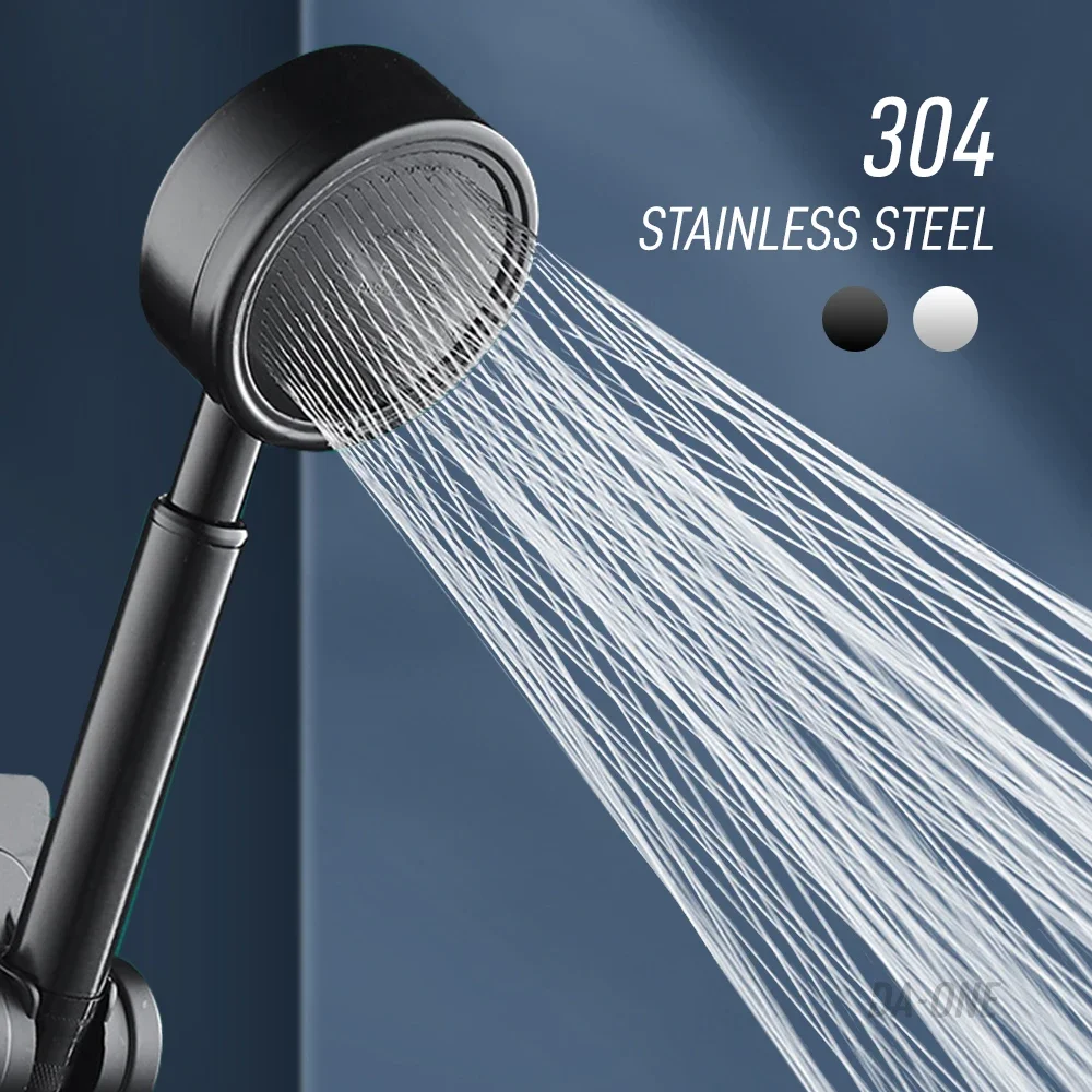 

304 Stainless Steel Black Shower Head High Pressure with Filter Showerhead Anti-Fall Rainfall Water Saving Spray for Bathroom