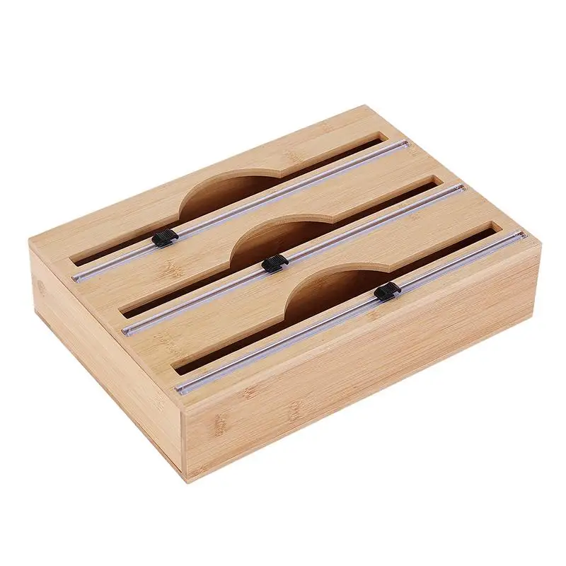 

Wrap Dispenser & Cutter For Cling Film Refillable Food Wrap Dispenser For Roll Tin Foil Cling Film Storage Organizer With Slid