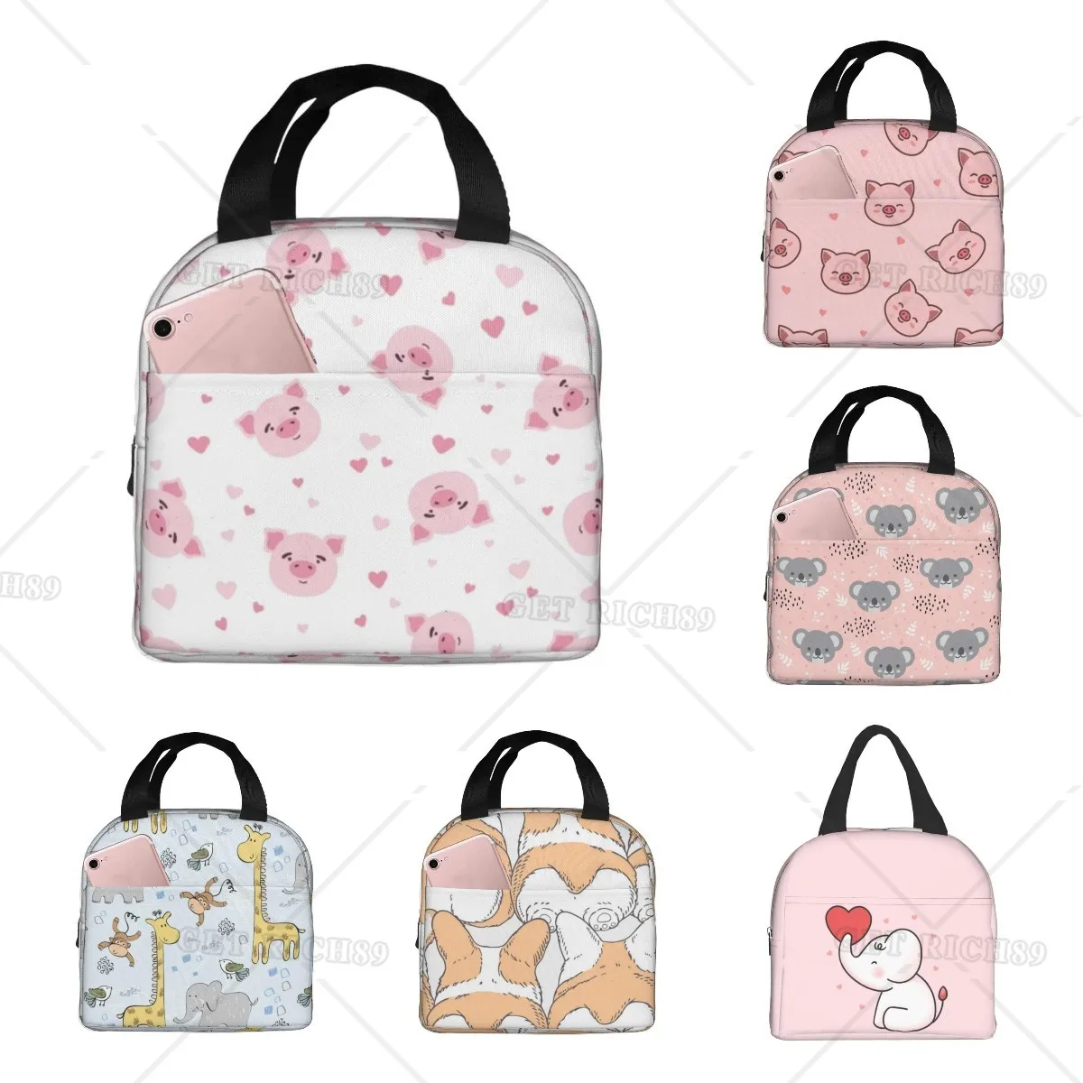 

Cute Animal Pig Dog Corgi Insulated Lunch Bag for Men Women, Reusable Portable Lunch Box Container for Work Office Travel