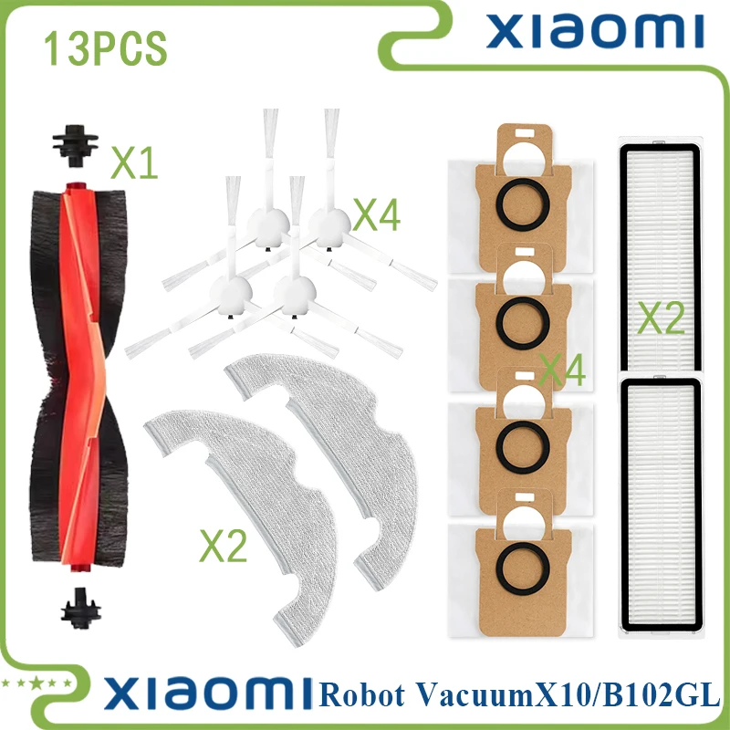 

Для робота-пылесоса Xiaomi X10, запасные части, аксессуары, основная боковая щетка, фильтр Hepa, швабра, тканевый мешок для пыли