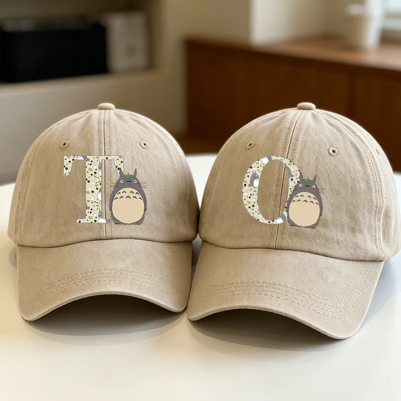 Фото Бейсболка Totoro с эффектом потертости, унисекс, для повседневной носки, с мультяшным принтом, солнцезащитная, для взрослых, в уличном стиле хип-хоп №1