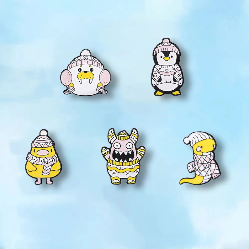 Милая эмалированная брошь в виде животного змея утка морской лев пингвин зимний