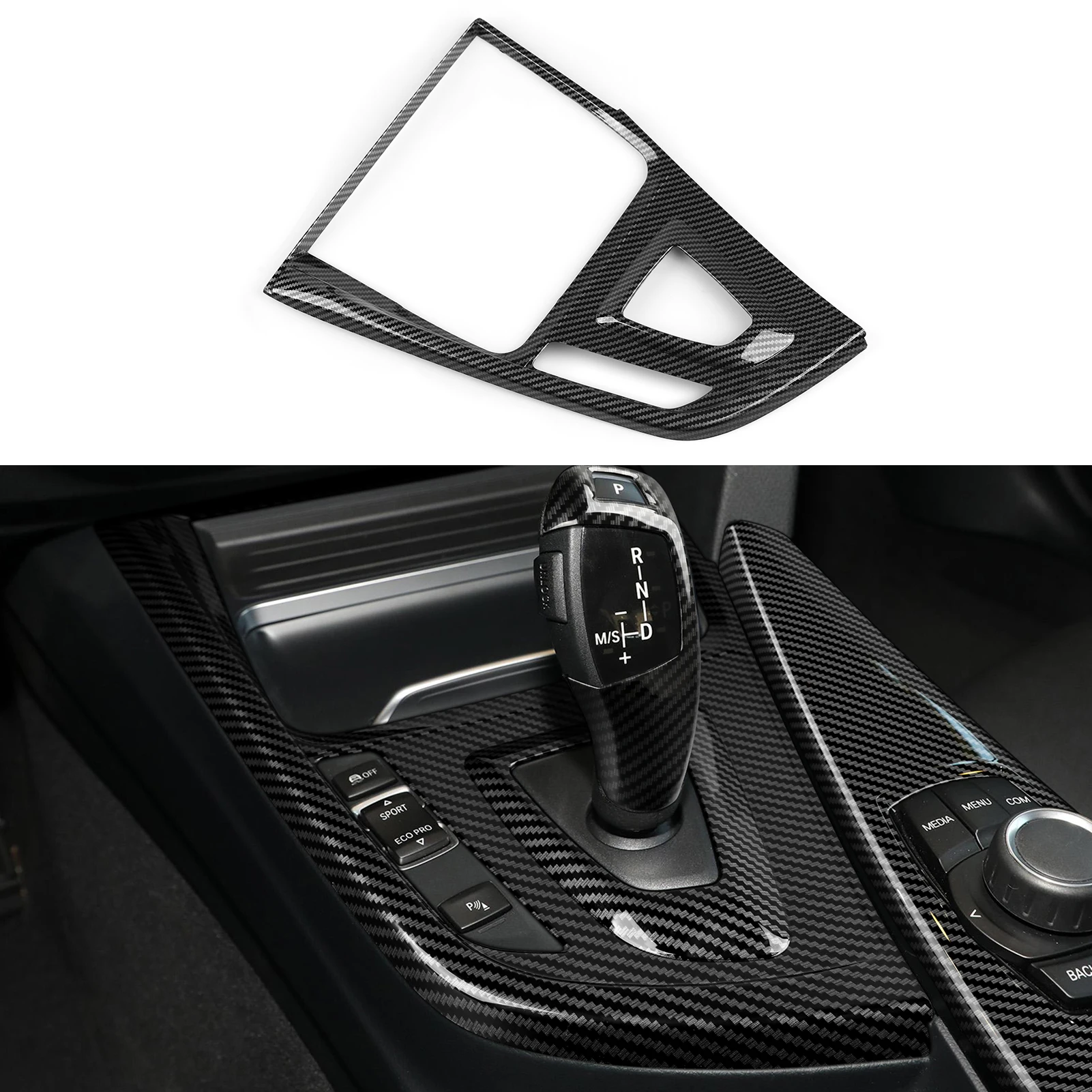 

Для BMW 3 4 серии F30 F31 F32 F33 F34 F36 (2012-2018) Панель крышки переключения передач на центральной консоли автомобиля, наклейка из АБС-пластика из углеродного волокна