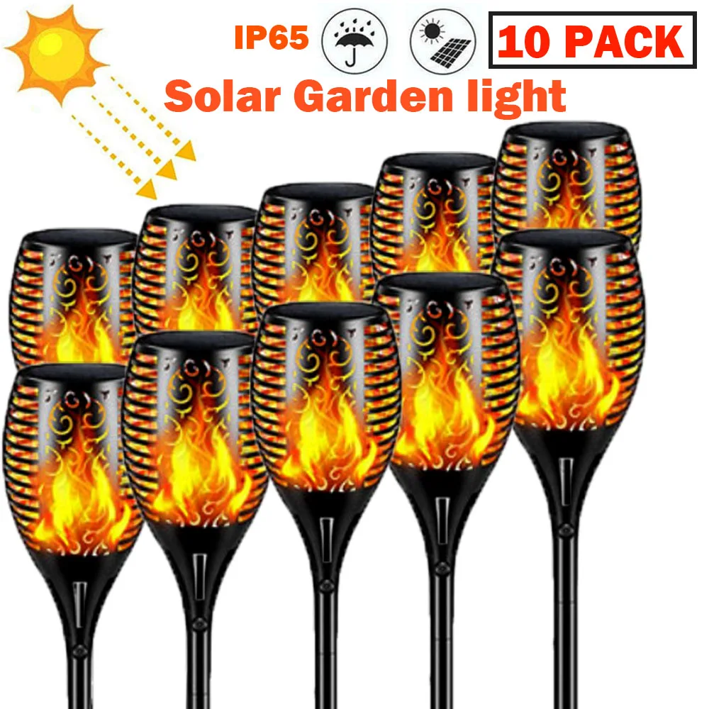 

1/2/4/6/8/10Pcs Solar Torch Lights Flickering Flame Light Outdoor Waterproof Garden Decoration Yard Path Patio Lawn Floor Lamps