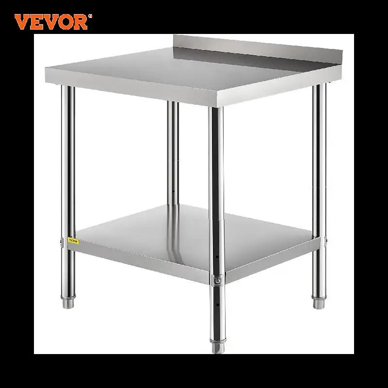 

VEVOR Stainless Steel Work Prep Table 30 x 24 x 35/ 36 x 24 x 35 Inch 440lbs Load Capacity with Backsplash and Undershelf
