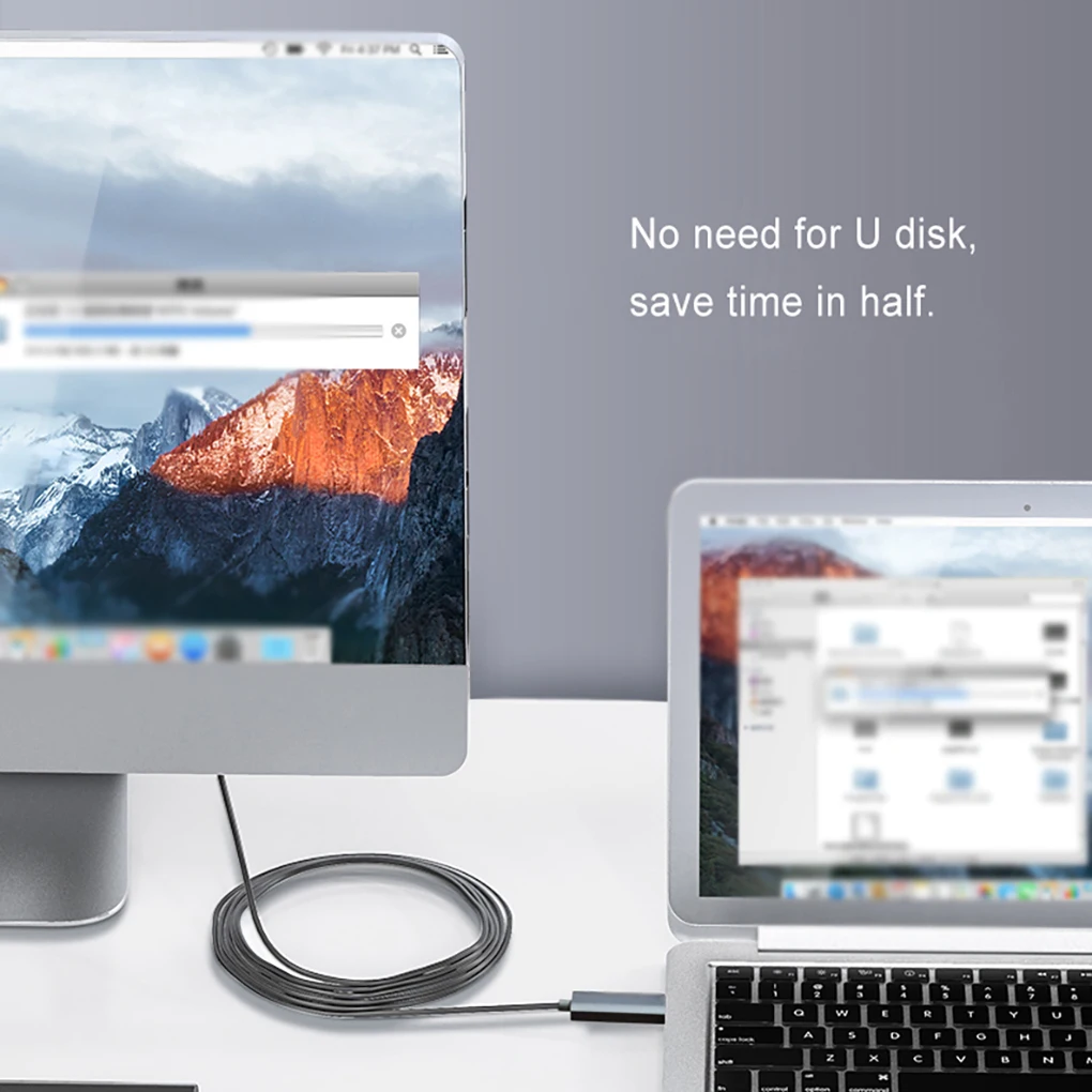 

PC to PC Sync Data Cable Low Latency Aluminum Alloy Mouse Keyboard Link Cord File Transfer Bridge Copy Cables Accessories