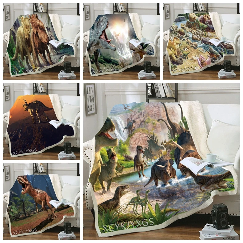 

phechion Dinosaur Art 3D Printing Plush Fleece Blanket Adult Fashion Quilts Home Office Casual Kids Girls Sherpa Blanket B38