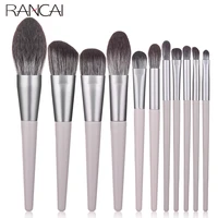 rancai 12pcs high quality foundation powder blush makeup brushes set eyeshadow sponge brush wool fiber soft hair cosmetic tools
