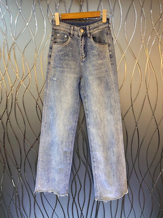 

2022 new women fashion loose casual hot drill simple jeans trousers 515